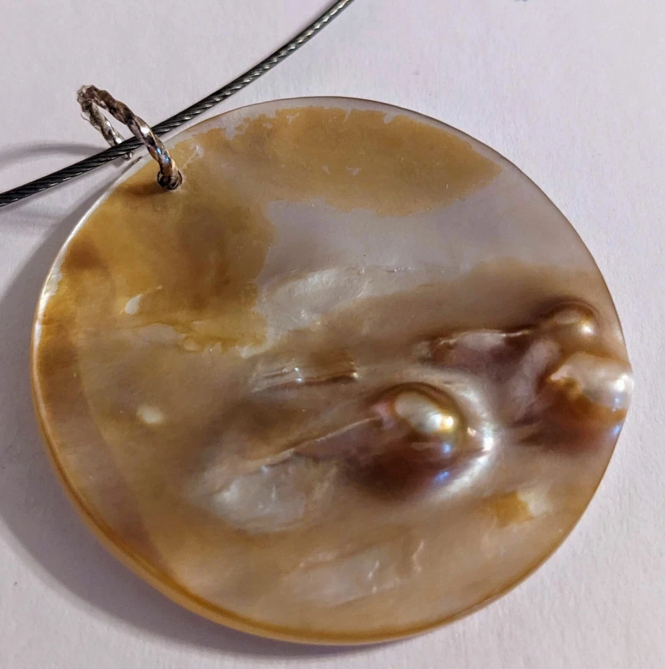 COLLAR COLGANTE CONCHA DE PERLAS AMPOLLA 18" Foto 4 de 4