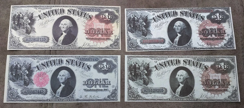 Reprint on paper with W/M United States banknotes 1-10$ 1880 y. Different Seals! - Image 4 of 4