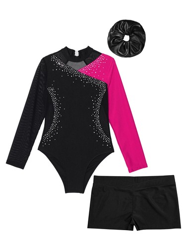 Kids Girls Clothes Training Tracksuit Performance Outfit 3pc Set Hair Band - Picture 21 of 66