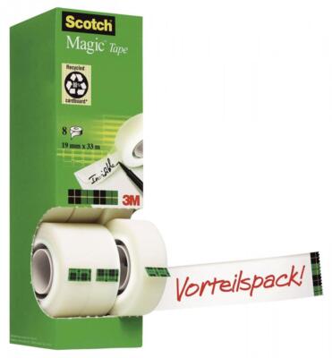 3M Scotch Klebefilm Magic 810, 19 mm x 33 m, 6+2 GRATIS