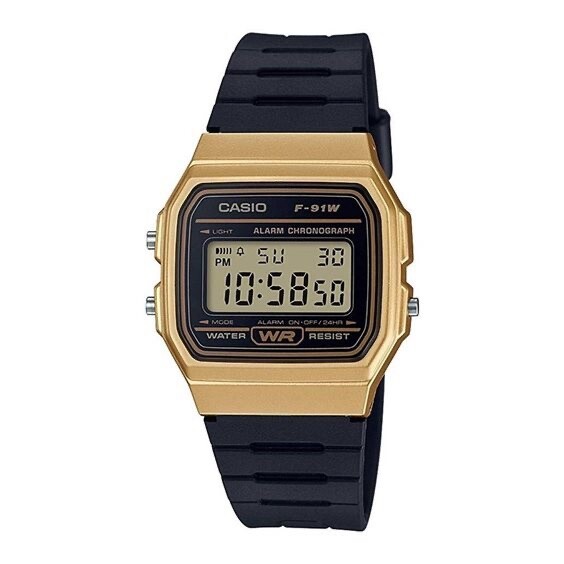 CASIO F-91WM-9ADF OROLOGIO UOMO DONNA DIGITALE NERO DORATO SILICONE SOTTOCOSTO