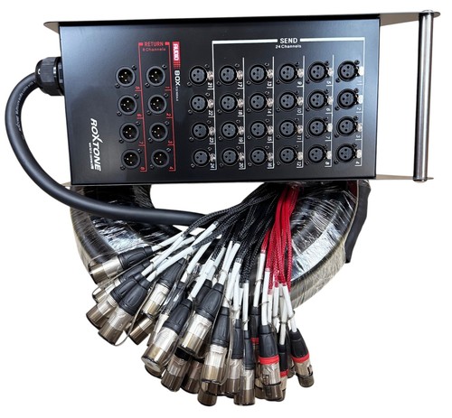 Roxtone Pro Audio 24x8 Channel XLR Stage Box Snake Cable - 30M (98.43ft) - Picture 4 of 9