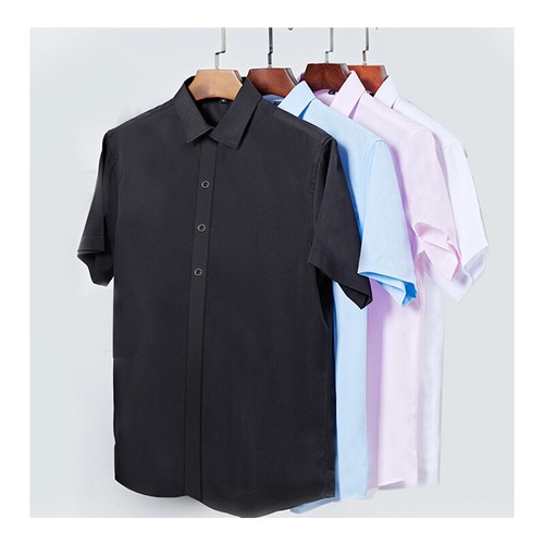 Men's Dress Shirts Formal Business Short Sleeves Elastic Non Iron Casual Shirts - Picture 8 of 18