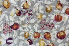 LIBERTY ARTS FABRIC DESIGN “Fruit Billet" 6 METRES GREY BERRY LINEN BLEND