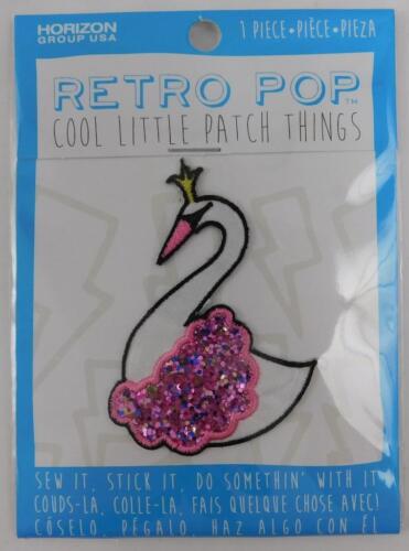 Retro Pop Cool Little Patch Things Pink Glitter Swan New - Afbeelding 1 van 3