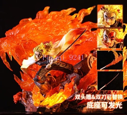 Demon Slayer Figure Statue Kimetsu No Yaiba Rengoku Kyoujurou w/LED Base Model - Picture 2 of 13