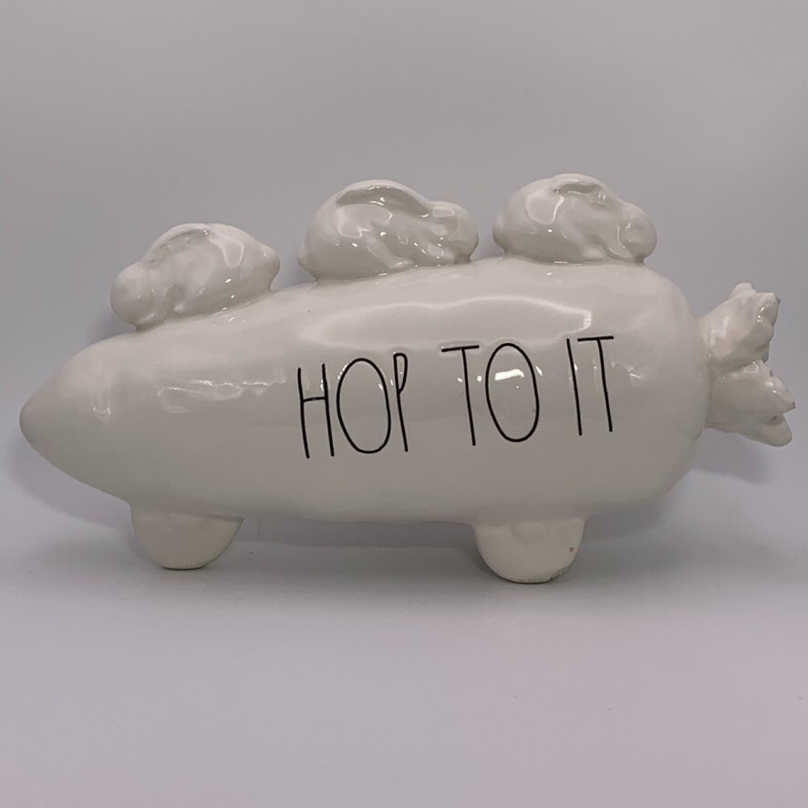 Rae Dunn HOP TO IT Carrot With Bunnies Easter Decor