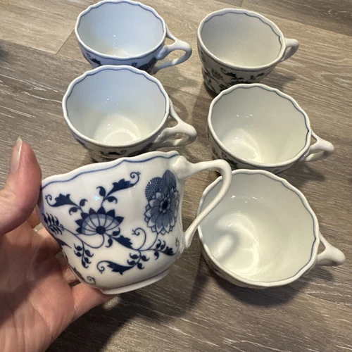 Set 6 Blue Danube China Coffee Cup Mug 3 1/8" Tall Blue Onion Japan Excellent