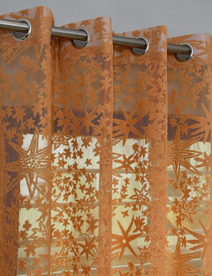 2pc Semi sheer curtain luxury star pattern curtains - wide panel, 7 ft  - Image 3 of 4