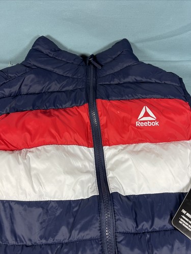 Reebok Puffer Vest Women's Size M Bl Navy (Red/White/Blue) Full Zip DD - Picture 3 of 5