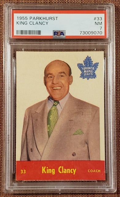 1955 Parkhurst #33 King Clancy Toronto Maple Leafs Original Hockey Card PSA 7 NM