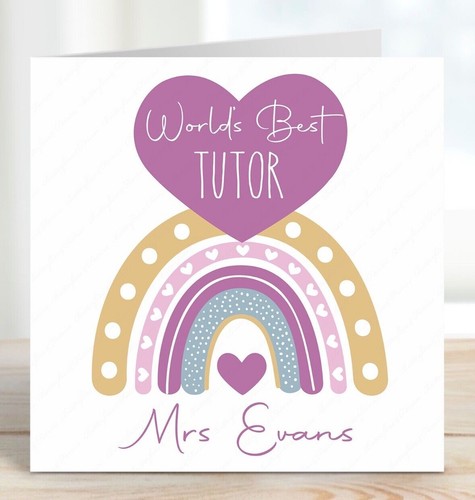 PERSONALISED THANK YOU WORLDS BEST TUTOR CARD FOR EDUCATION TUTOR - Picture 2 of 9