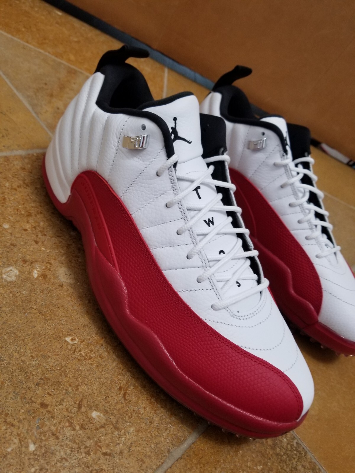 Men size 13 Nike Air Jordan 12 Retro Low Cherry Red White Golf Master