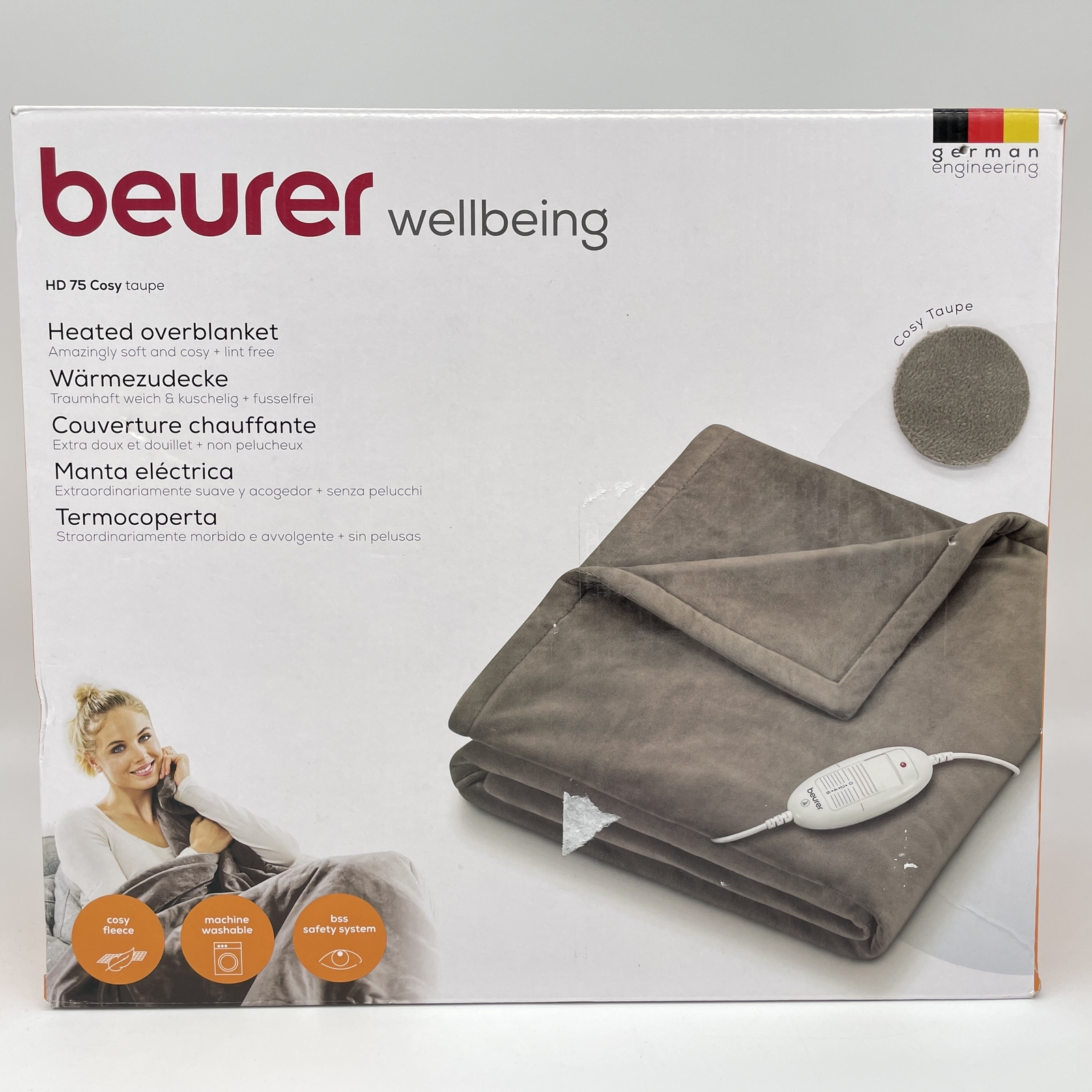 Beurer HD 75 Cozy Heizdecke, gemütliche Heizdecke in Felloptik, 6 Temperatureins