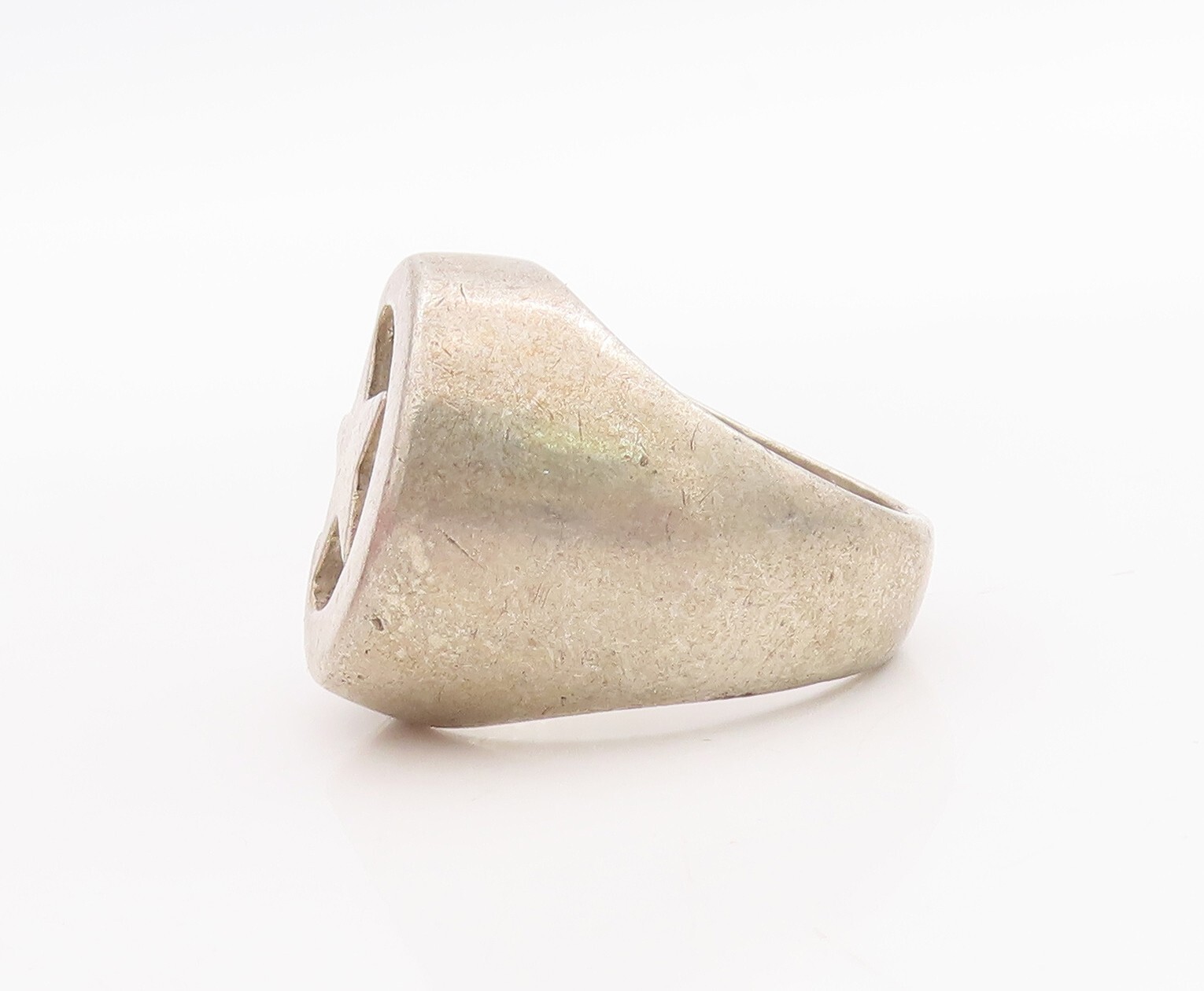 925 Sterling Silver Vintage Ring Solid Cutout Hal… - image 5