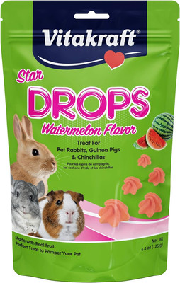 Star Drops Watermelon Flavor Rabbit, Guinea Pig & Chinchilla Treat, 4.4 Oz, Pink
