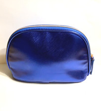 La Mer Authentic Metallic Blue Cosmetic / Makeup Bag 7.5" x 5" x 2.5"