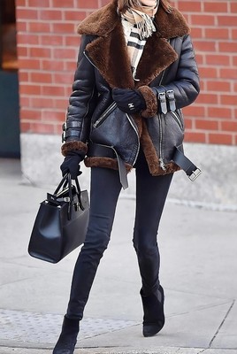 WOMEN S B3 RAF AVIATOR FAUX FUR SHEEP SKIN LEATHER BOMBER WINTER WOMENS JACKET C