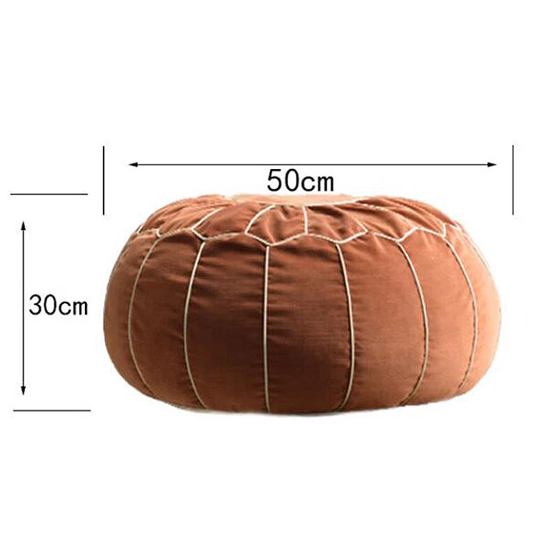 Round Moroccan Velvet Footstool Unstuffed Pouffe Pouf Handmade DIY Ottoman Cover - Image 4 of 4