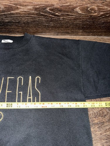 Felpa vintage Las Vegas Marina adulto grande nera oro viaggio ricamata USA - Foto 6 di 7