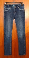 Levis Denim Girls Skinny Embellished Jewel Dark Jeans Size 12 Adj. Waist READ