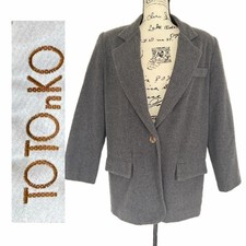 VTG TOTOnKO Blazer Charcoal Gray Wool/Cashmere Sz M Quiet Luxury Dark Academia