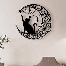 CIFbuy Gothic Black Cat Metal Wall Art Vintage Halloween Decor Indoor Outdoor
