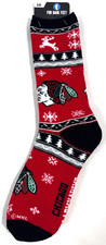 Chicago Blackhawks NHL Men's For Bare Feet Christmas Socks BNWT! ~ 10-13 Large