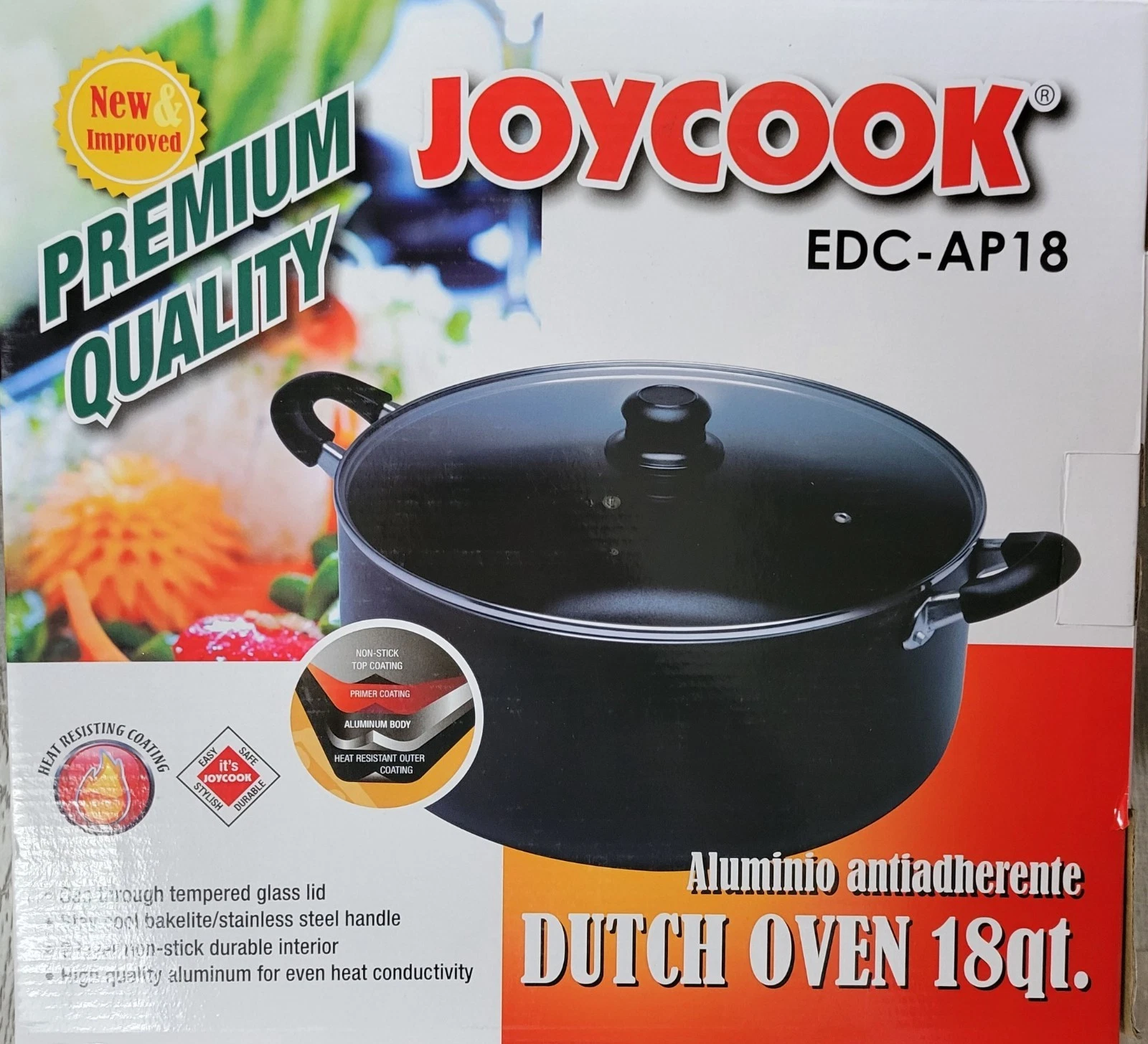 JOYCOOK Aluminum Non-Stick Dutch Oven 18QT Black