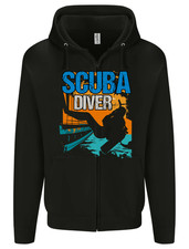 Backroll Entry from a Boat Scuba Diver Diving Mens Zip Up Hoodie