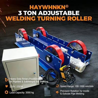 3 Ton Welding Turning Rolls Single Motor Adjustable Speed Rubber Wheel Rotator