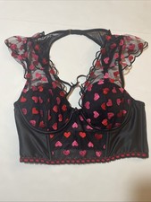 Victoria's Secret NWT Embroidered Heart Corset Top S - Lightly Lined Cap Sleeve