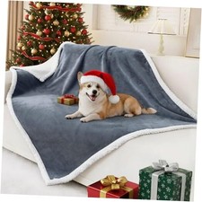 Waterproof Blanket Throw for Large Dogs, Soft Reversible 50x60 Inch Grey/White