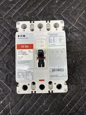 Eaton FD3150BP10 Circuit Breaker 150A 3-Pole 600V AC 35K 480V