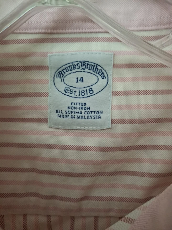 Brooks Brothers Tonos de Rosa y Blanco Mujer Talla 14 Algodón Supima Sin Hierro Foto 3 de 4