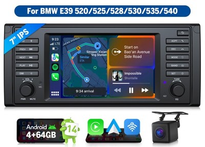 E39X7A Apple CarPlay Head Unit 7''Android 14 4+64 for BMW E39 95-03 528i/530i+CAM