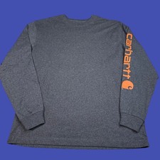 Carhartt Original Fit Shirt Mens M Long Sleeve Logo Crew Outdoors Black Orange