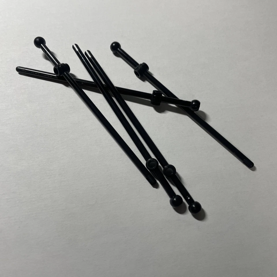 5x Lego 476 Bar 12 L With Open Stud , Tow Ball And Slit ( Boat Mast ) Black New