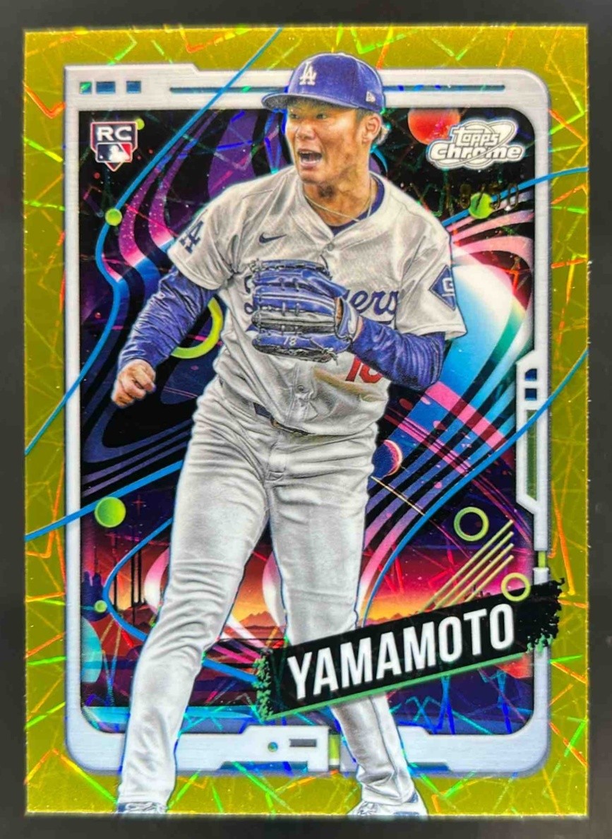 2024 Topps Cosmic Chrome Yoshinobu Yamamoto Gold Interstellar Refractor RC #/50