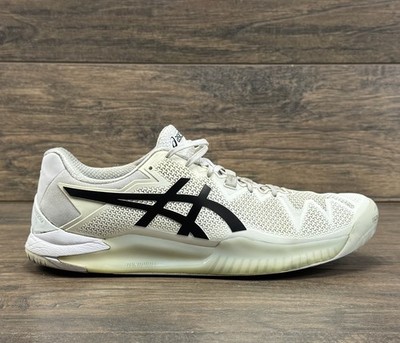 Asics Shoes Mens 13 Gel Resolution 8 White/Black Tennis Pickleball 1041A079
