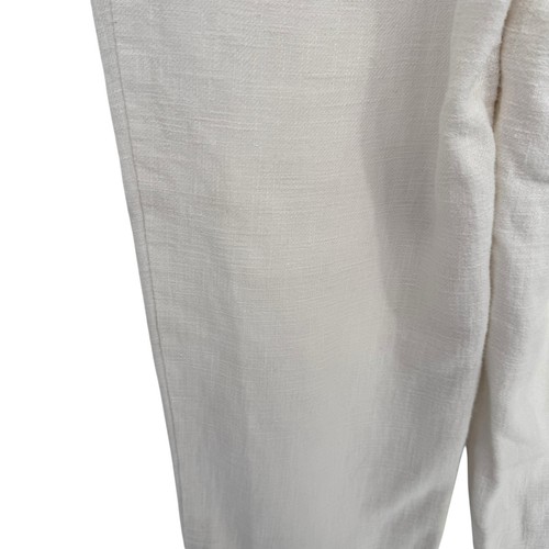 Anthropologie White Linen Capri Pants Pom Pom Trim Cropped Summer Casual - Picture 5 of 8
