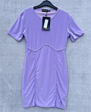 BNWT PrettyLittleThing Size 10 Body Con Mini Dress Lilac Y2K Spring Summer Party
