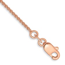 14K Rose Gold 9 inch 1mm Solid Polished Spiga Anklet