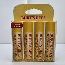 Burt's Bees Original Beeswax Lip Balm, Vitamin E  Peppermint - 4 Lip Balms