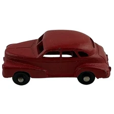 Vintage 1930s Slush Cast Metal Toy Sedan Red 2” Prewar Dimestore Car Original