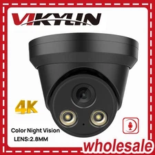 Vikylin 4K 8MP Full Color Security Camera Mic Human Vehicle Detection Black POE