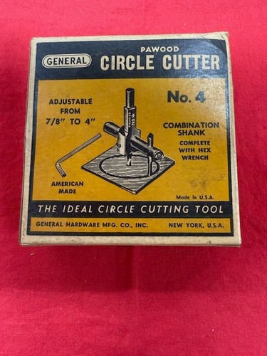 General Tools No. 4 Pawood Circle Cutter Combination Shank, 7/8-4" VINTAGE - Foto 4 di 5