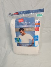 Hanes Premium Men's Original Fit Tagless Crew T-Shirt X-Large, White, 6 pack New
