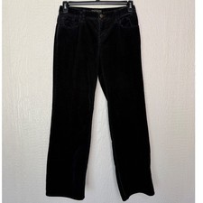 Eddie Bauer Womens Black Corduroy Pants Petite 4 Straight Leg Stretch Cotton