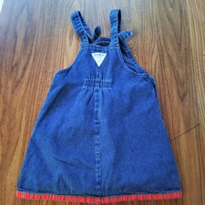 Authentic OshKosh B'gosh Size 4 Vintage Denim Overalls Dress Plaid 80s